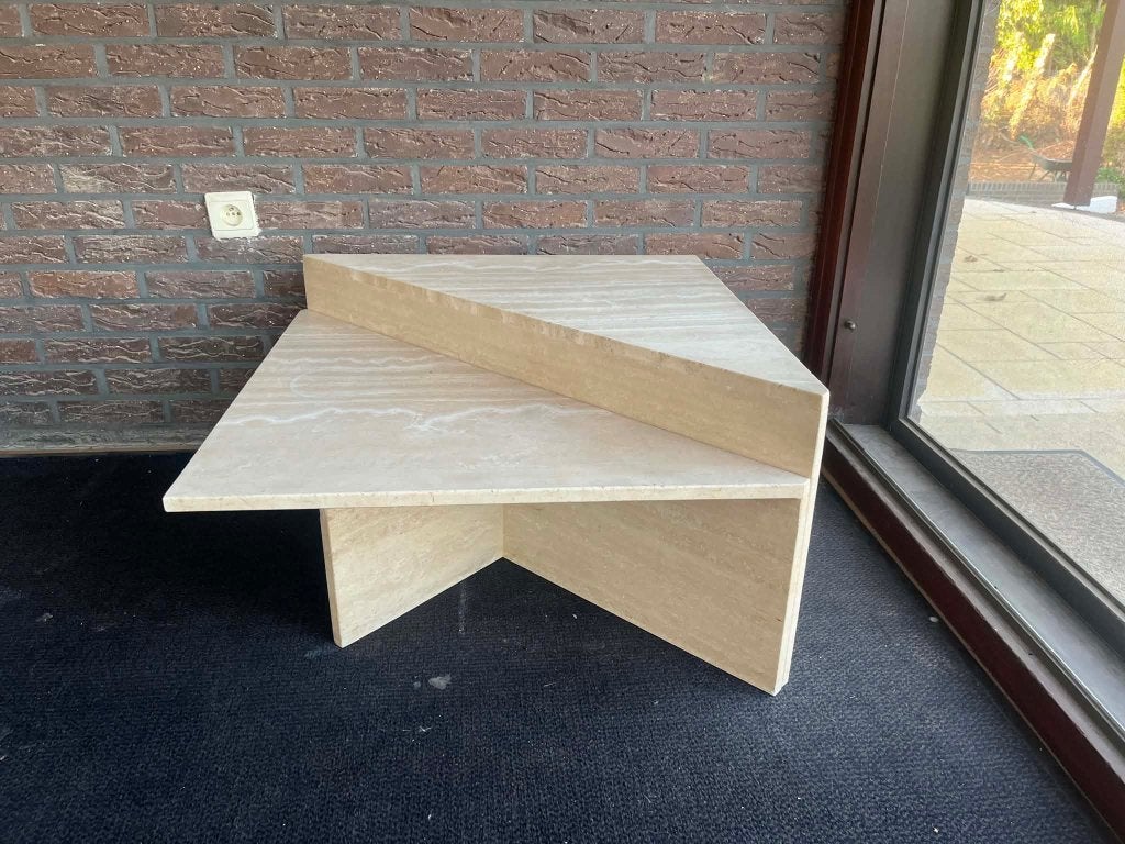 Table basse design en travertin up&up 70x70, Maison & Meubles, Enlèvement ou Envoi, Carré