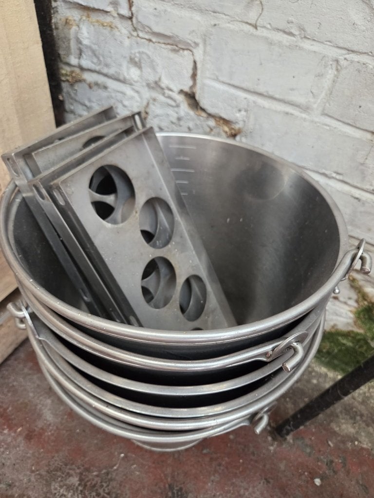 Inox emmers (5 stuks), Huis en Inrichting, Emmers, Ophalen, Zo goed als nieuw