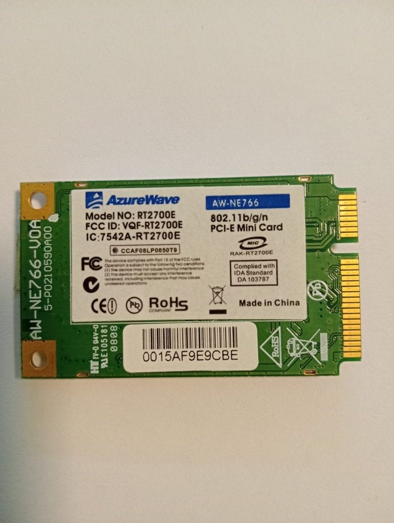 Carte wifi AW-NE766 (puce RT2700E), format Mini PCI Express, Informatique & Logiciels, Enlèvement, Reconditionné, Interne