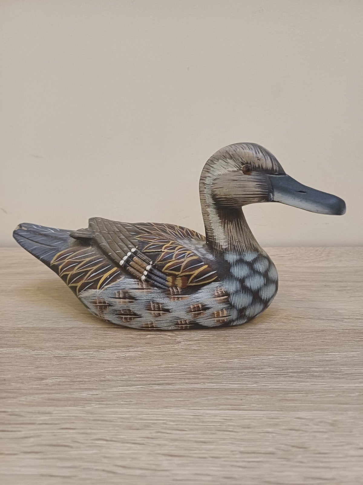 Handgeschilderde houten siereend, Ophalen of Verzenden, Gebruikt, Dier