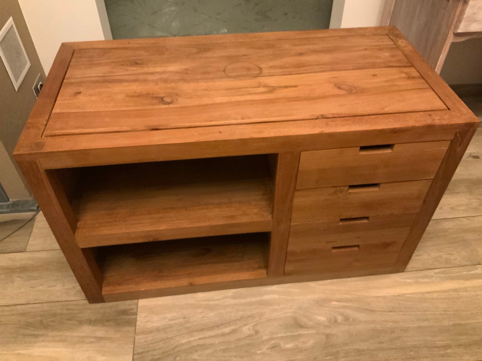 Meuble TV en bois (teck), 25 à 50 cm, Moins de 100 cm, Comme neuf, Enlèvement