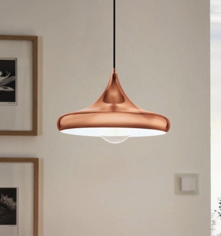 Nwe Eglo Coretto 2 retro koperkleurige hanglamp (heksenhoed), Huis en Inrichting, Nieuw, Metaal, Retro, E27 (groot)