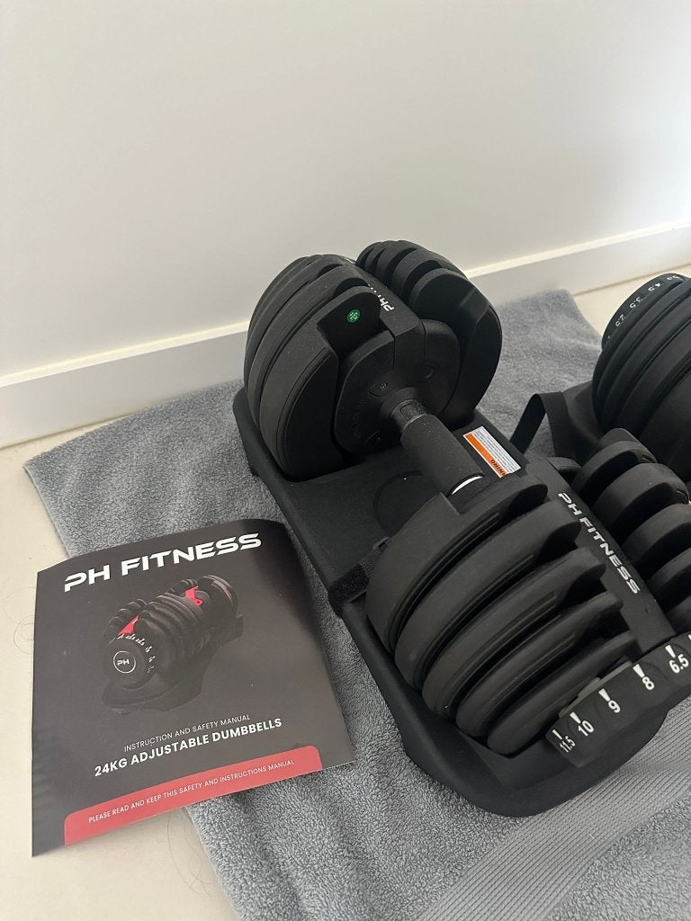 Halters - verstelbaar - x2 - tot 24kg elk, Sport en Fitness, Fitnessmaterialen, Ophalen, Nieuw, Halterset