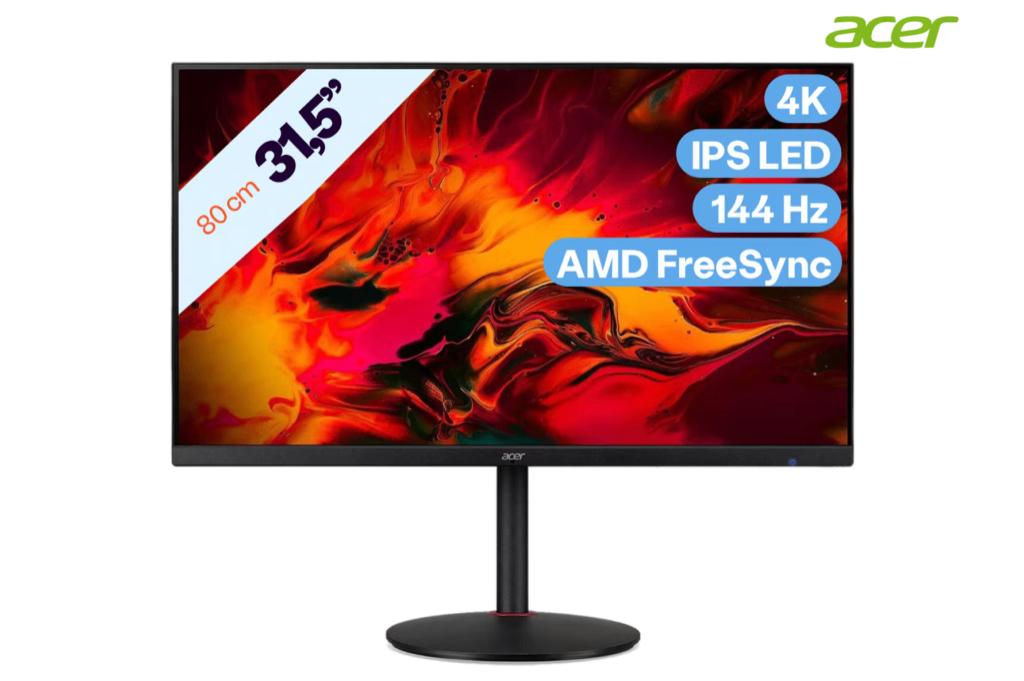 Acer Nitro 31,5" 4K IPS Gaming Monitor I XV322QKKV, IPS, 101 t/m 150 Hz, Minder dan 1 ms, 31,5