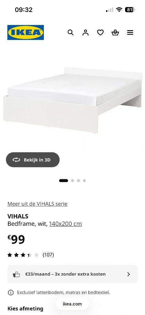 Ikea bed, Huis en Inrichting, Ophalen, Overige materialen, Wit, Nieuw
