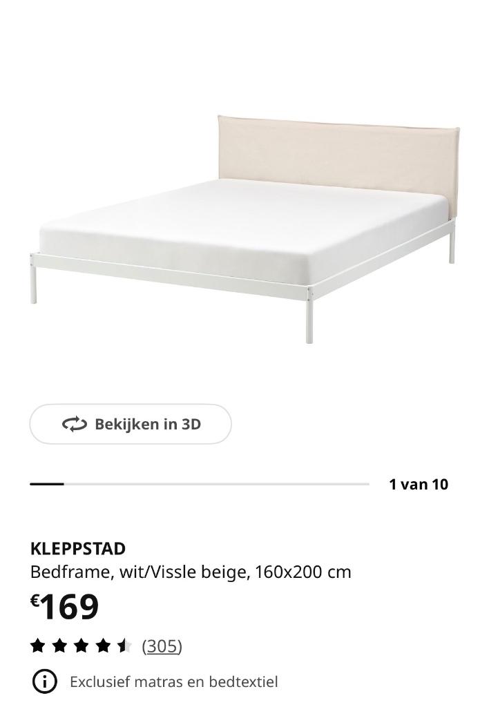 ikea bed, Huis en Inrichting, Slaapkamer | Bedden, Ophalen, Wit, Tweepersoons, Zo goed als nieuw
