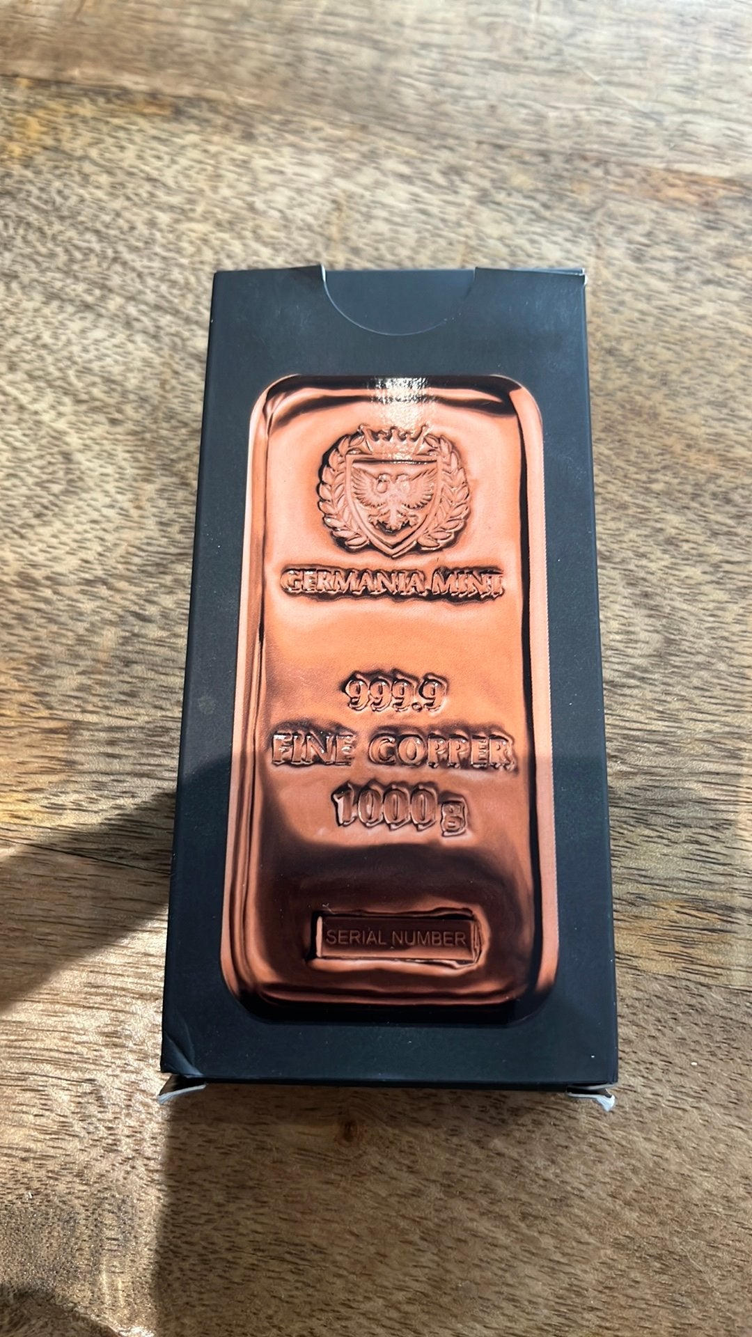 1 kg koperstaaf 999,9 Germania Mint, Ophalen of Verzenden, Koper