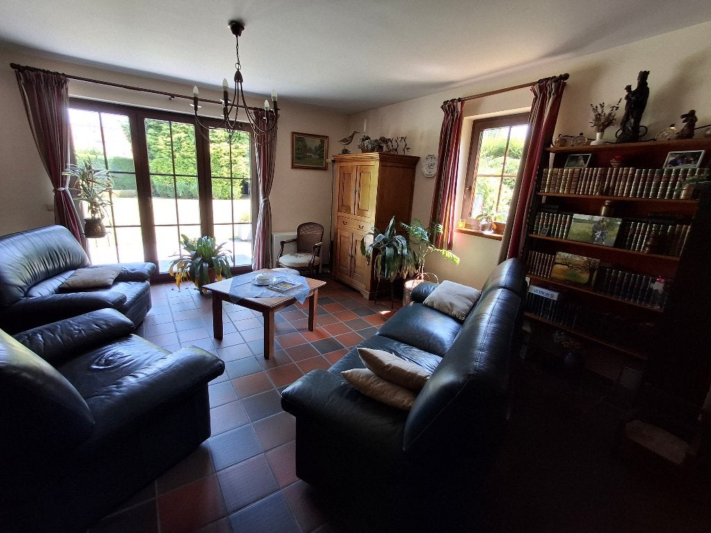 salon en cuir vert olive, Ophalen, Gebruikt, Leer