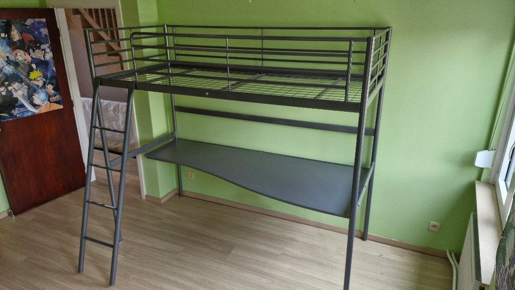 Lit mezzanine avec bureau - IKEA Svarta, Ophalen, Gebruikt, Eenpersoons, 160 tot 180 cm