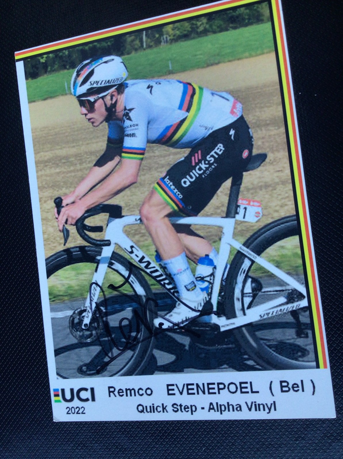 Wielerkaart 2022 team quick step remco evenepoel signe, Sport en Fitness, Ophalen of Verzenden, Zo goed als nieuw