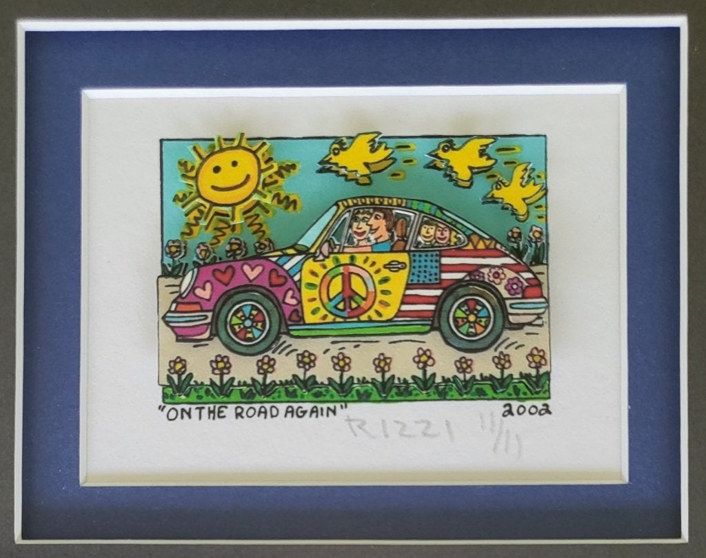 James Rizzi - On the road again "Porsche 911", Antiek en Kunst, Kunst | Litho's en Zeefdrukken, Zeefdruk, Gelimiteerde oplage