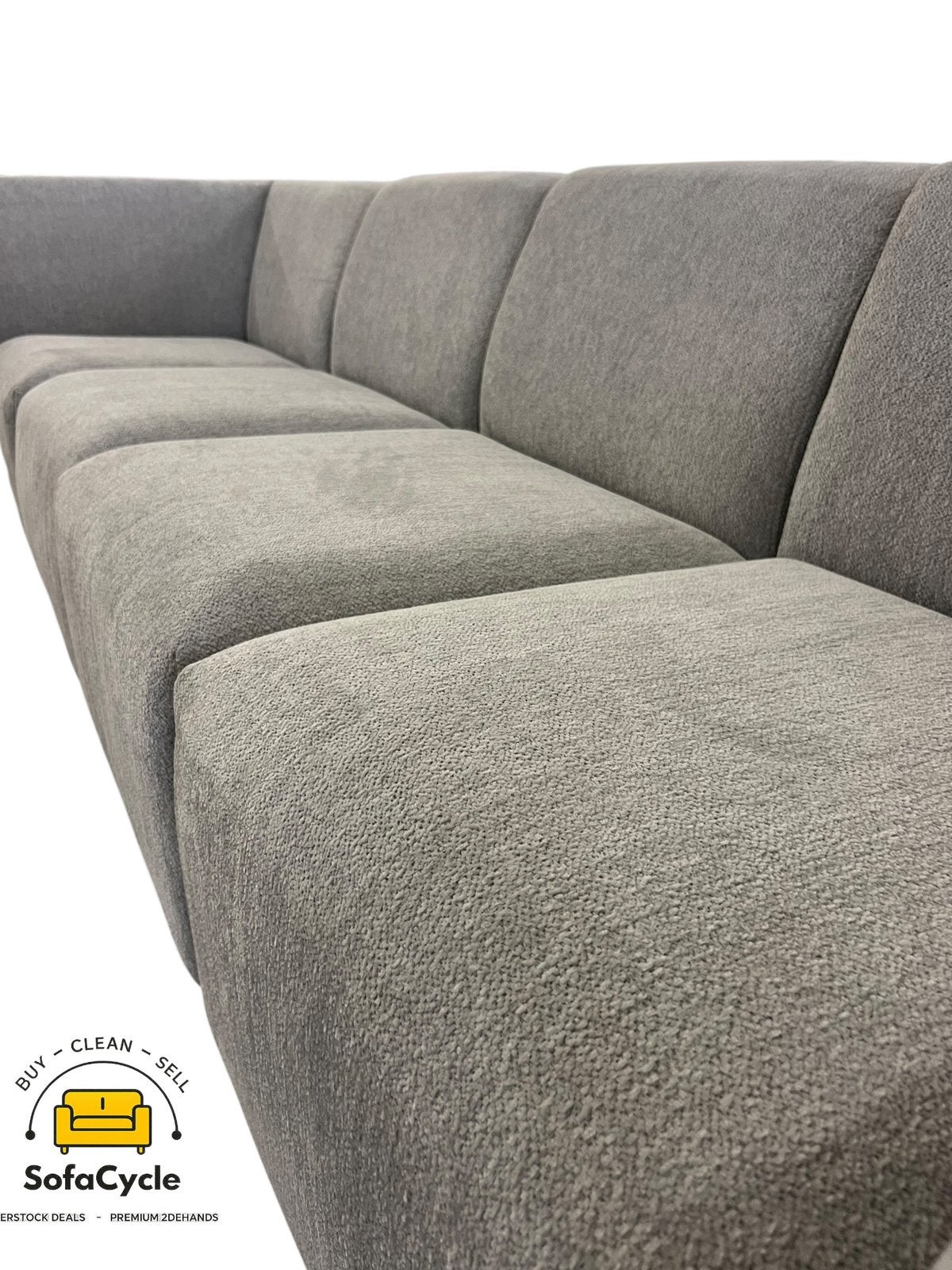 Siège 4 places gris en tissu — Overstock/Sofacycle, Enlèvement ou Envoi, Comme neuf, SofaCycle, Tissus