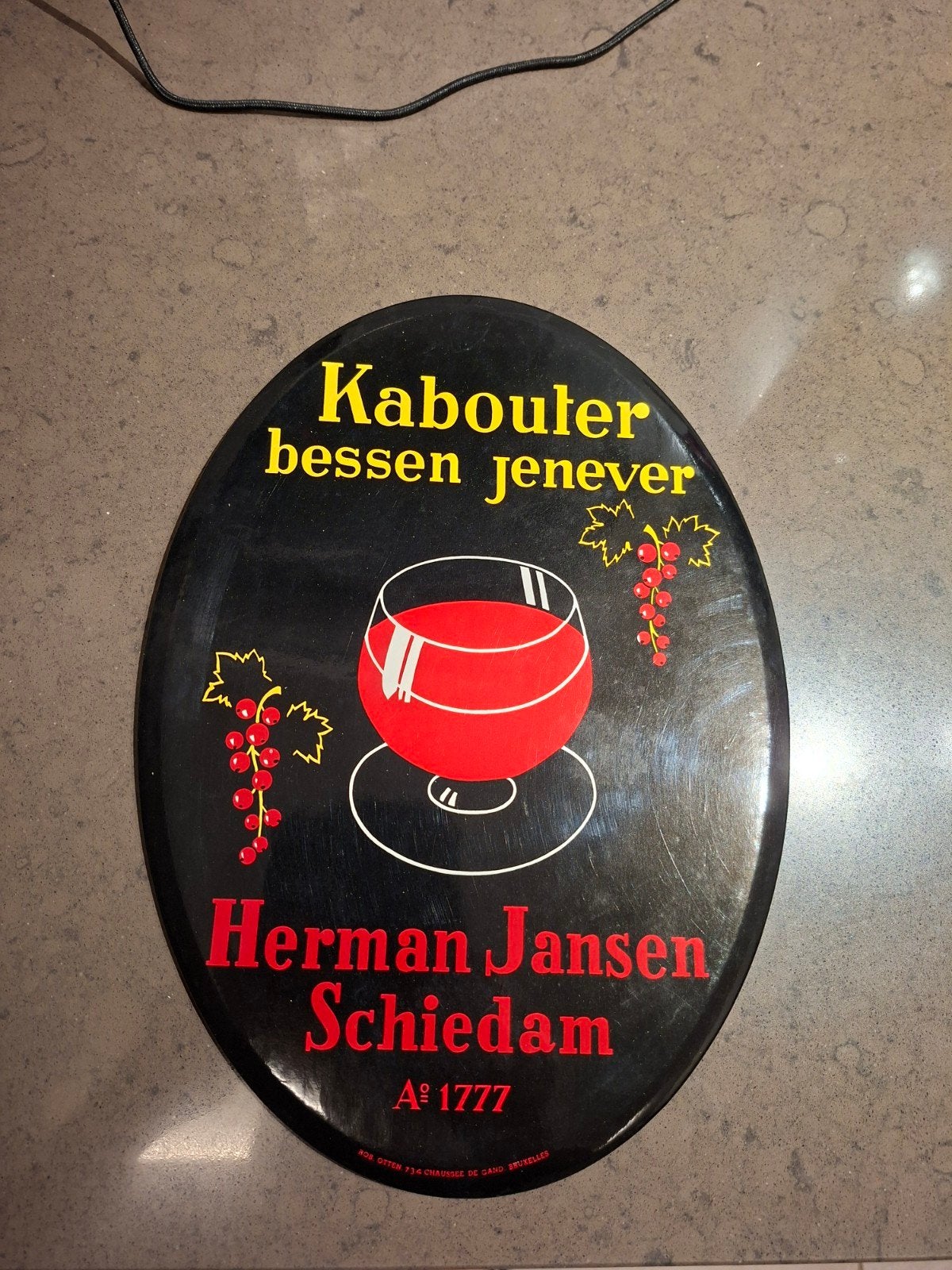 Metatalen Ovaal KABOUTER bessen Jenever Schiedam, Ophalen of Verzenden, Zo goed als nieuw, Reclamebord