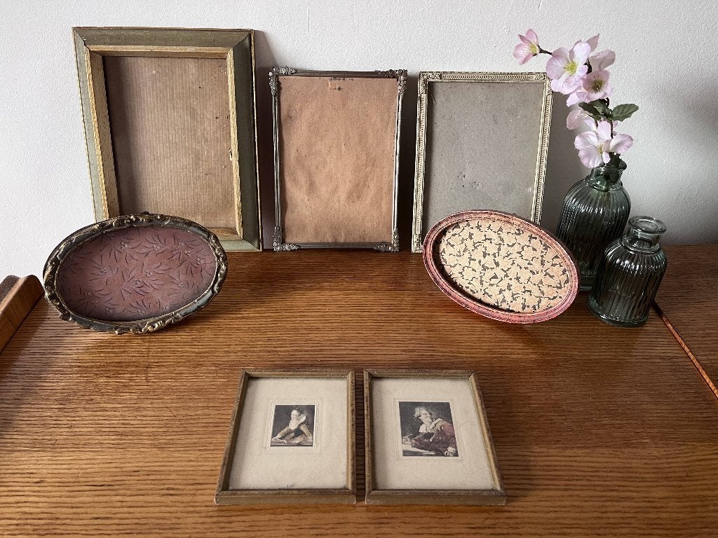 Lot van 7 vintage en antieke fotolijstjes, Enlèvement