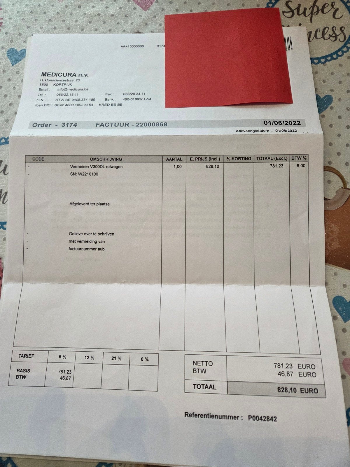rolstoel vermeire, Ophalen, Inklapbaar, Zo goed als nieuw, Duwrolstoel