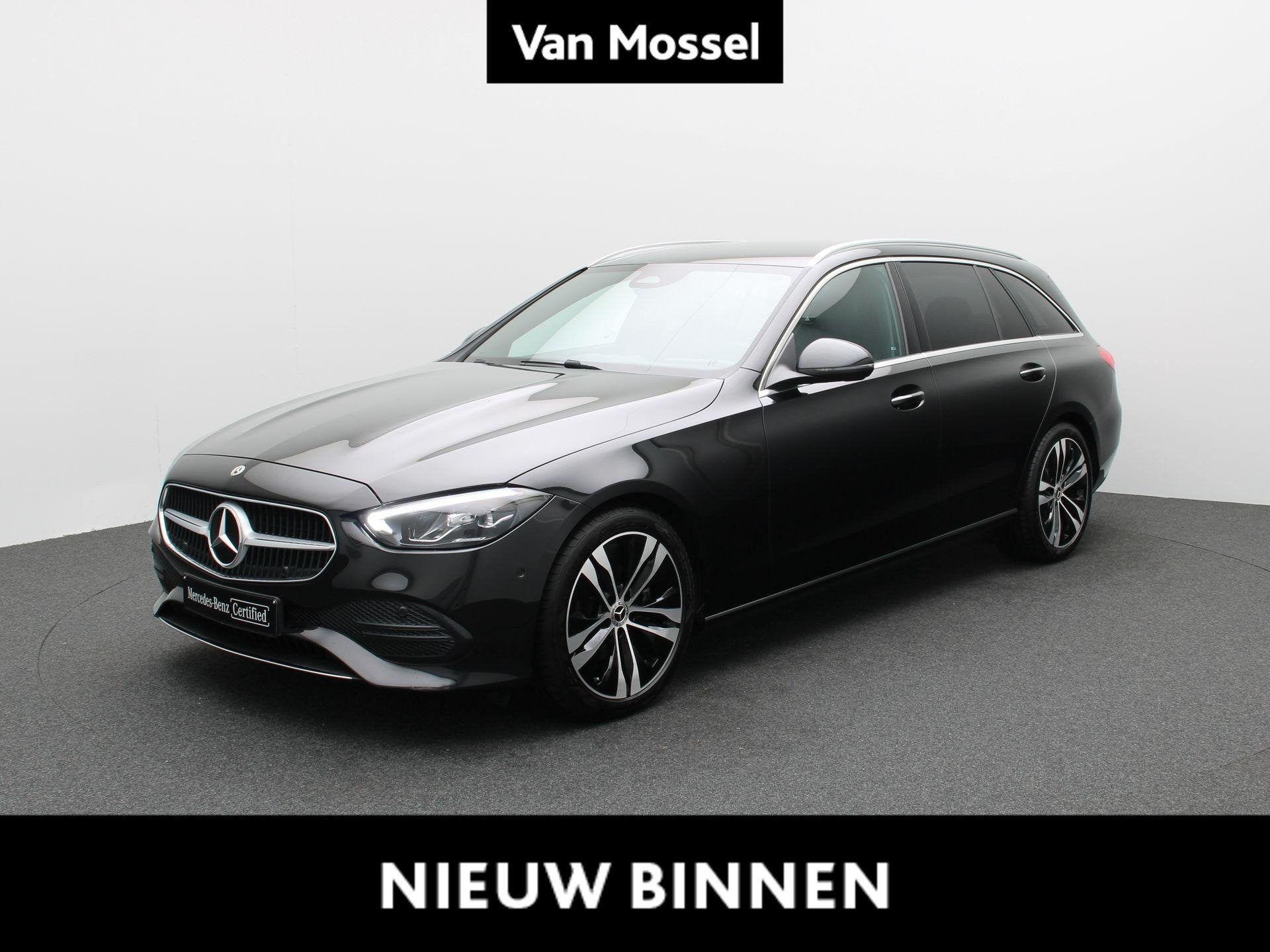 Mercedes-Benz C 180 Luxury Line Break + LEDER + VENTILEERDE, Auto's, Automaat, Dealer onderhouden, Zwart, 4 cilinders
