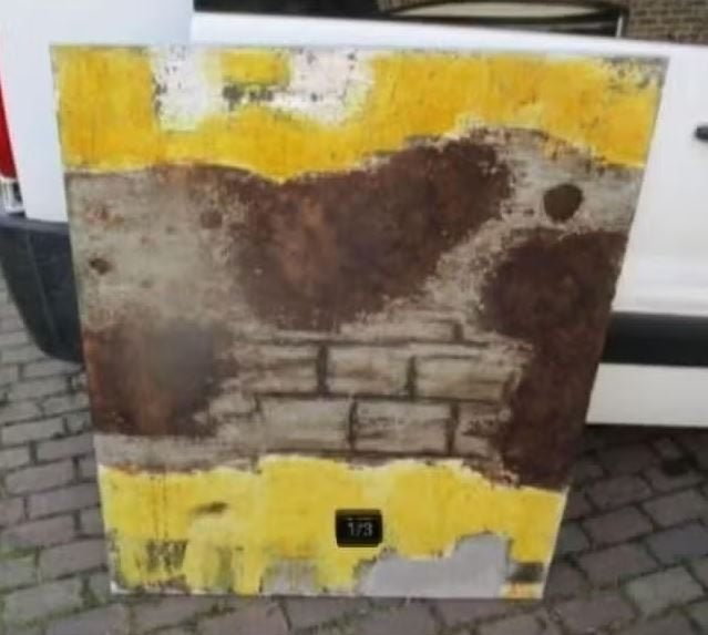 œuvre peinte abstraite « Des briques dans le mur » - signée, Enlèvement
