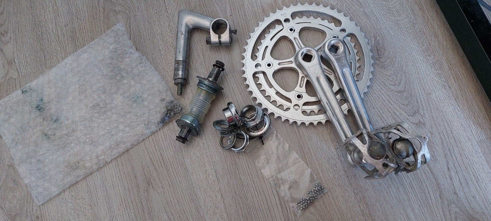 diverse retro fiets onderdelen, Gebruikt, Staal, Ophalen, Crankstel of Pedalen