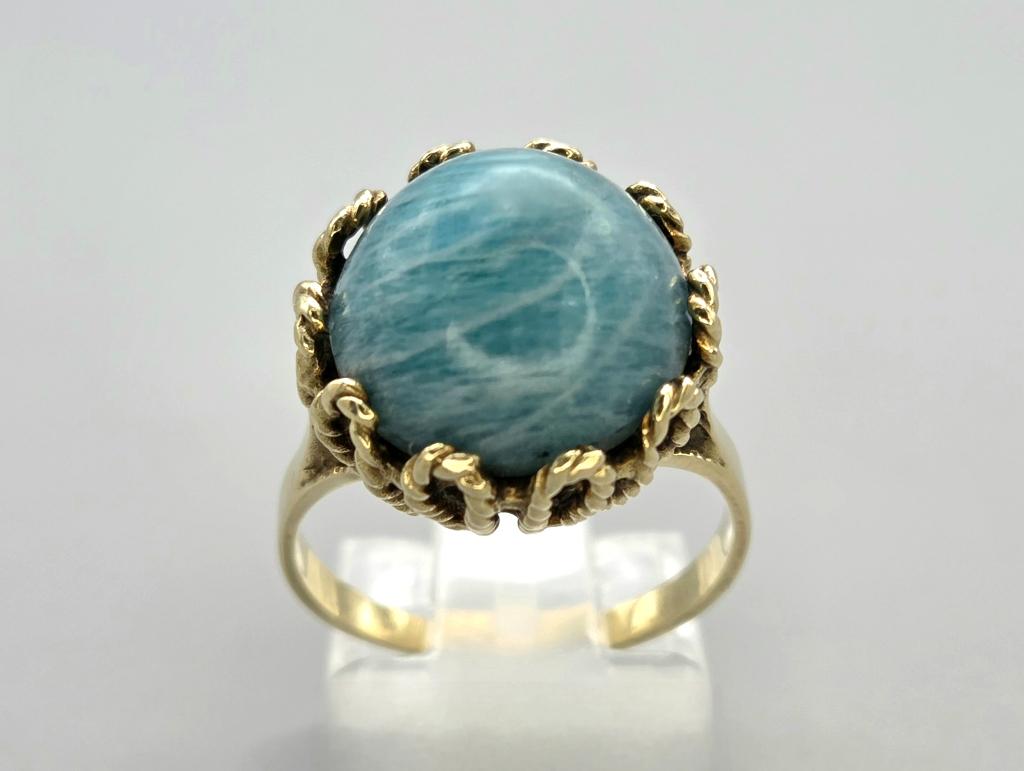 Gouden antieke ring met edelsteen turkooise. 2026/326, Handtassen en Accessoires, Antieke sieraden, Ring, Goud, Met edelsteen