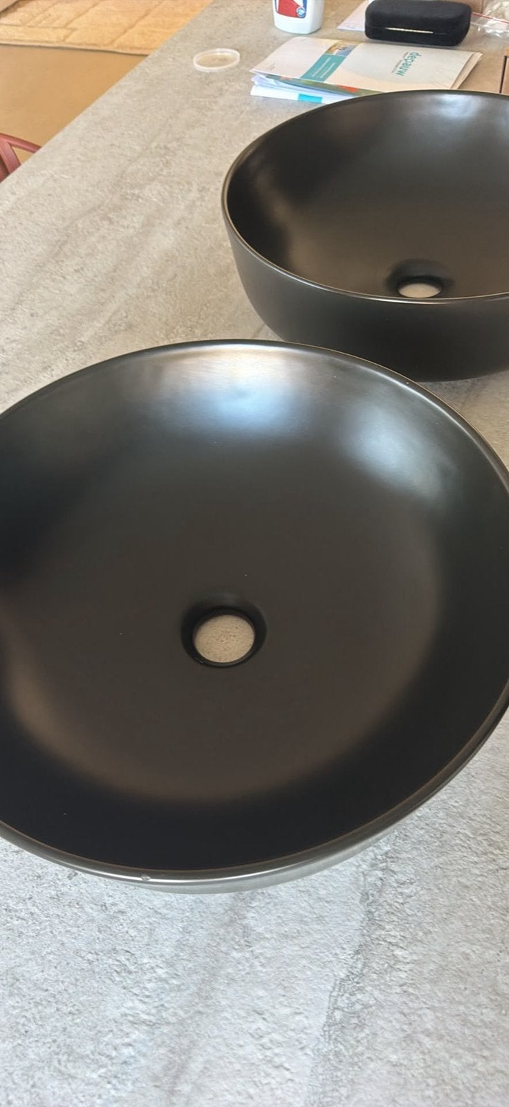 Lavabo Saniclear Pura noir mat — 2 pièces, 25 à 50 cm, Lavabo ou Évier, Moins de 100 cm, Comme neuf
