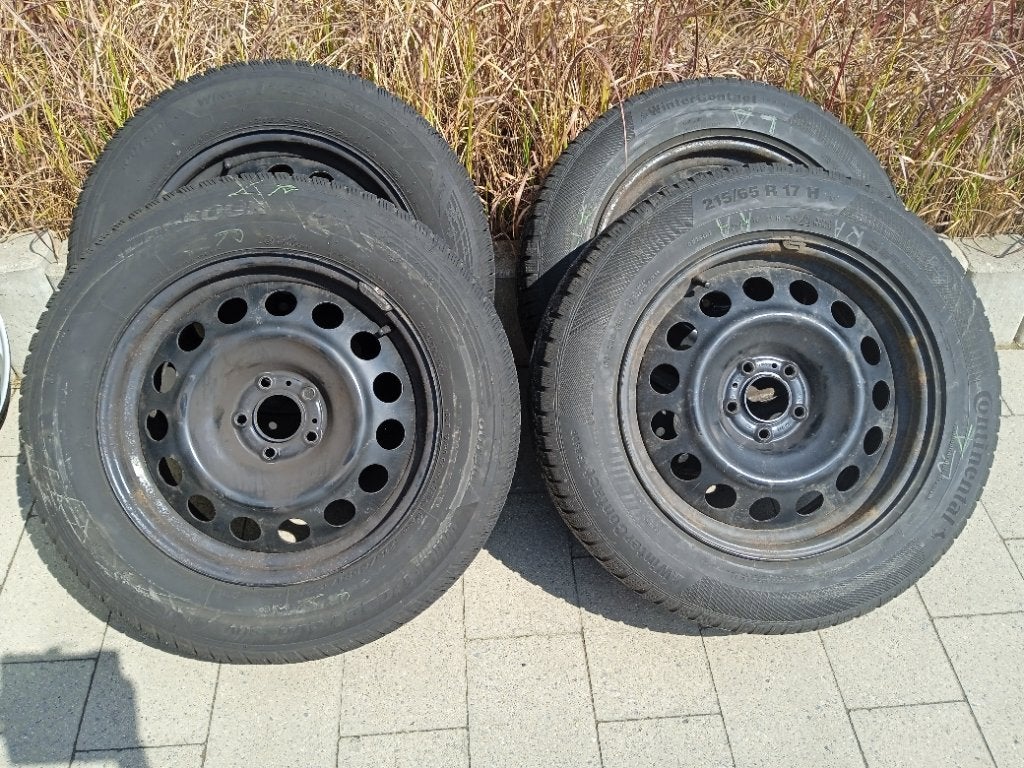4 winterbanden, hancook, 215/65/r17, velgen incl., Ophalen, Banden en Velgen, 17 inch, Winterbanden