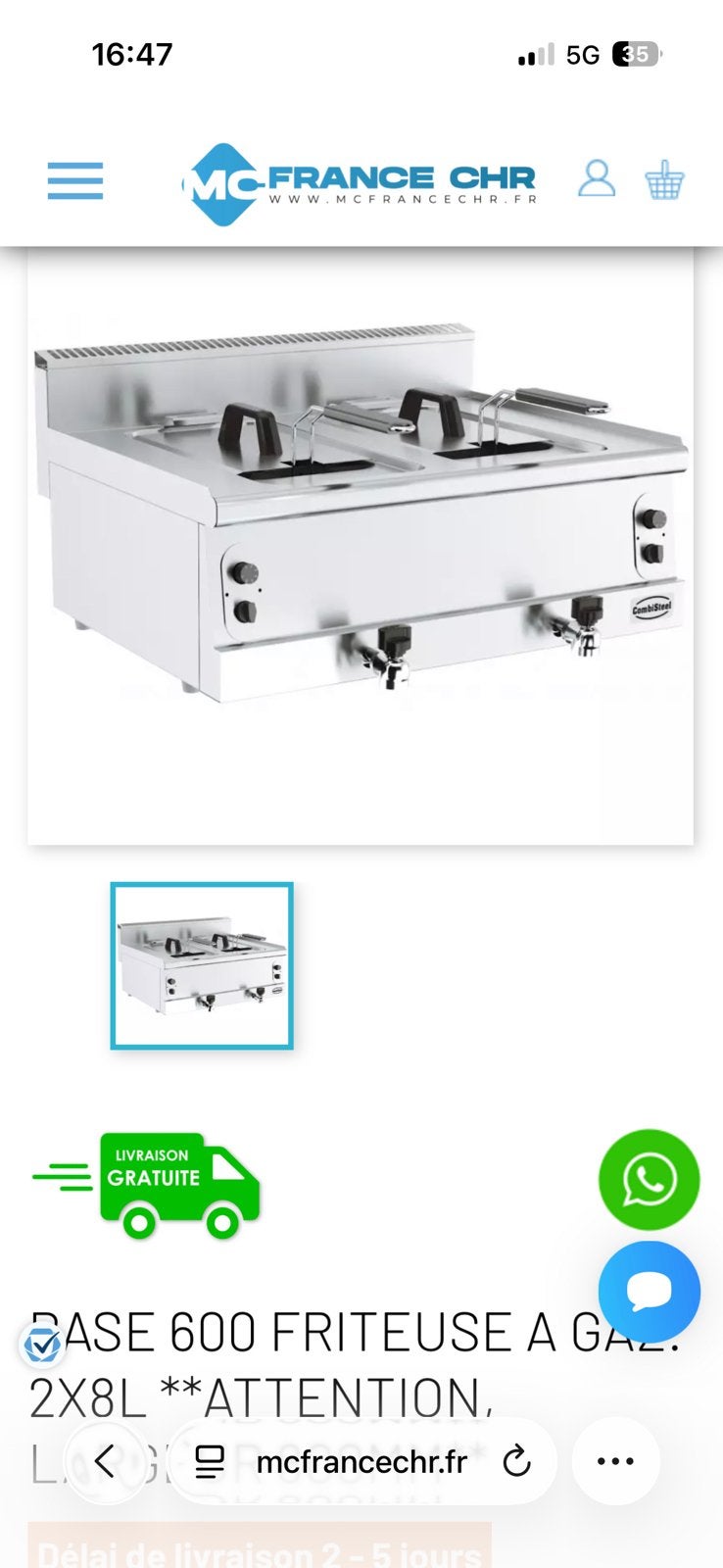 Friteuse a gaz professionnel 2x8L, Articles professionnels, Horeca | Équipement de cuisine, Enlèvement, Cuisinière, Friteuse et Grils