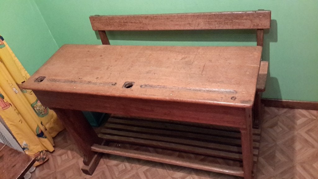 Ancien banc d'école. Voir dimensions et  descriptions, Enlèvement, Utilisé