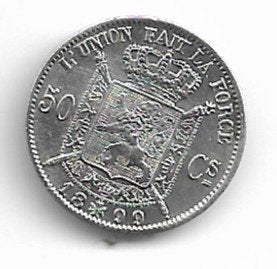 België: 50 cent 1899 FR in prachtig/FDC = morin 188, Postzegels en Munten, Verzenden, Zilver, Losse munt, Zilver