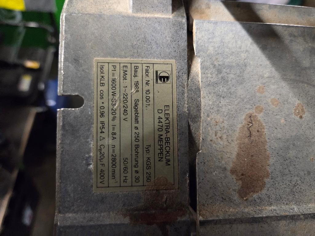 afkortzaag kap- en verstekzaag "Elektra Beckum" op voet, Doe-het-zelf en Bouw, Ophalen, Gebruikt, Afkortzaag, 30 tot 70 mm