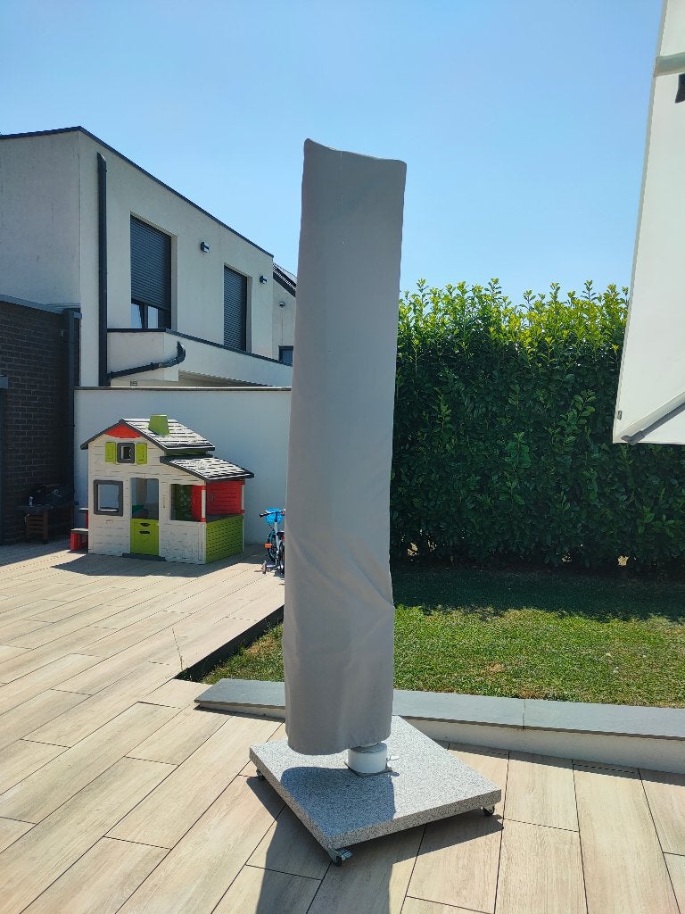 Parasol déporté FUGA blanc-gris clair (Oh Green), Jardin & Terrasse, Parasols, Utilisé, Parasol flottant, 3 à 4 mètres, Inclinable