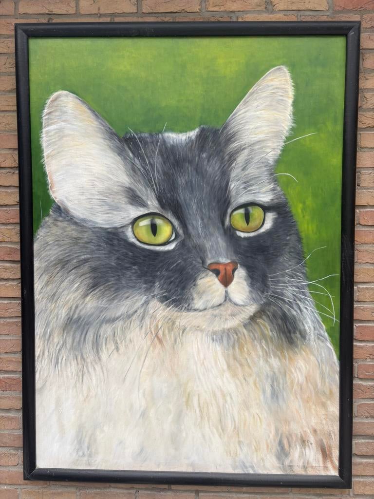 Marijke Cloes schilderij poes, Antiek en Kunst, Ophalen