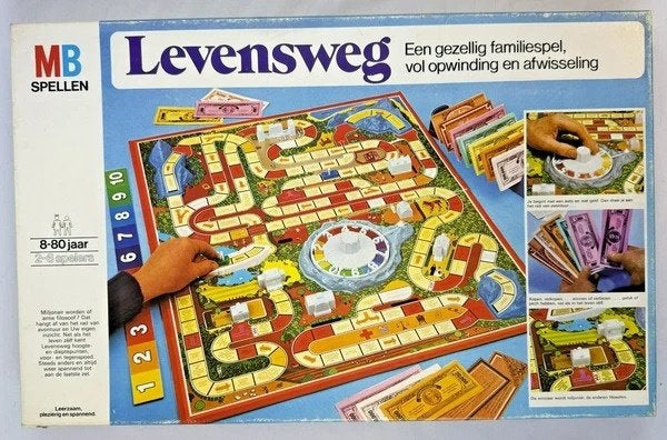 MB Levensweg Bordspel Vintage 1981 Grote Doos compleet spel, Verzenden, Zo goed als nieuw, MB