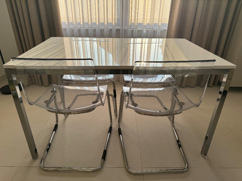 Table IKEA Torsby et 4 chaises IKEA Tobias, Quatre personnes, Enlèvement ou Envoi, Utilisé, Rectangulaire