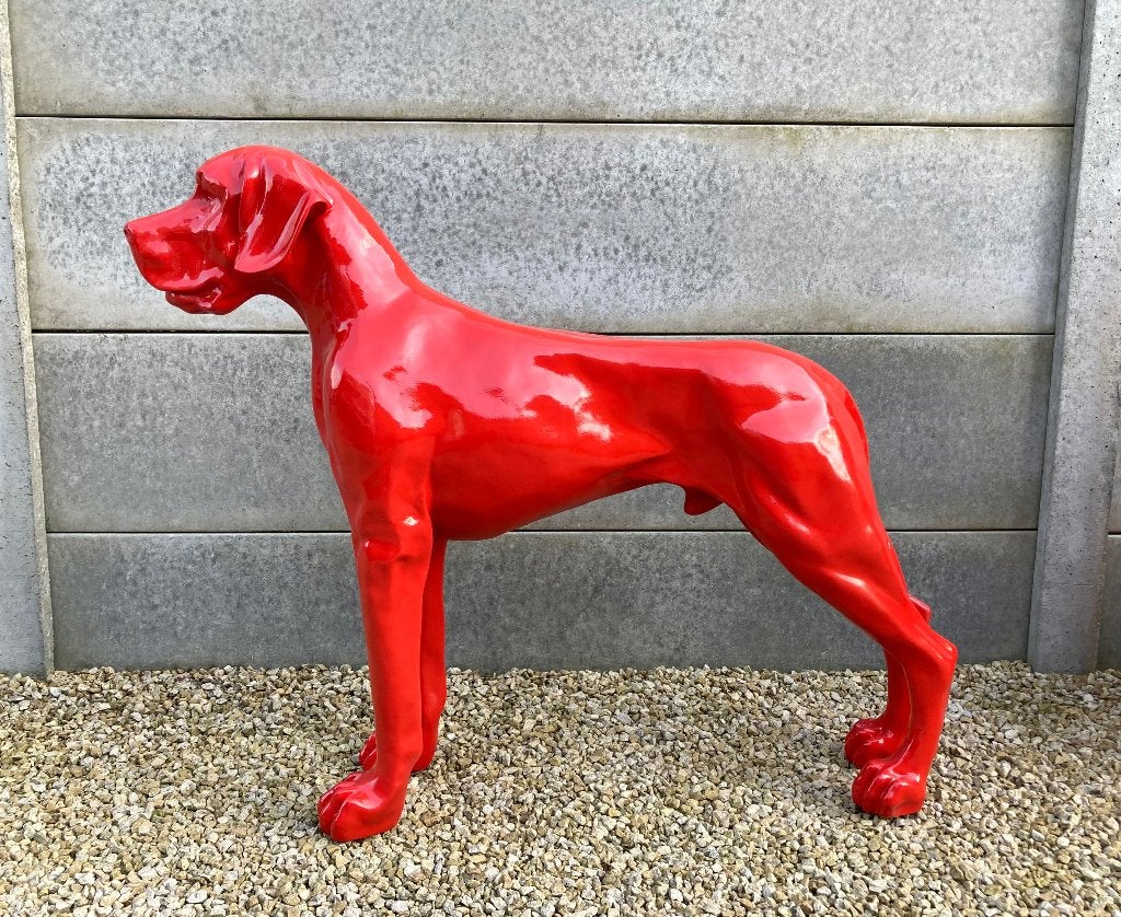 Tuinbeeld Deense dog kleur zilver of rood, Tuin en Terras, Tuinbeelden, Ophalen, Nieuw, Overige materialen, Dierenbeeld