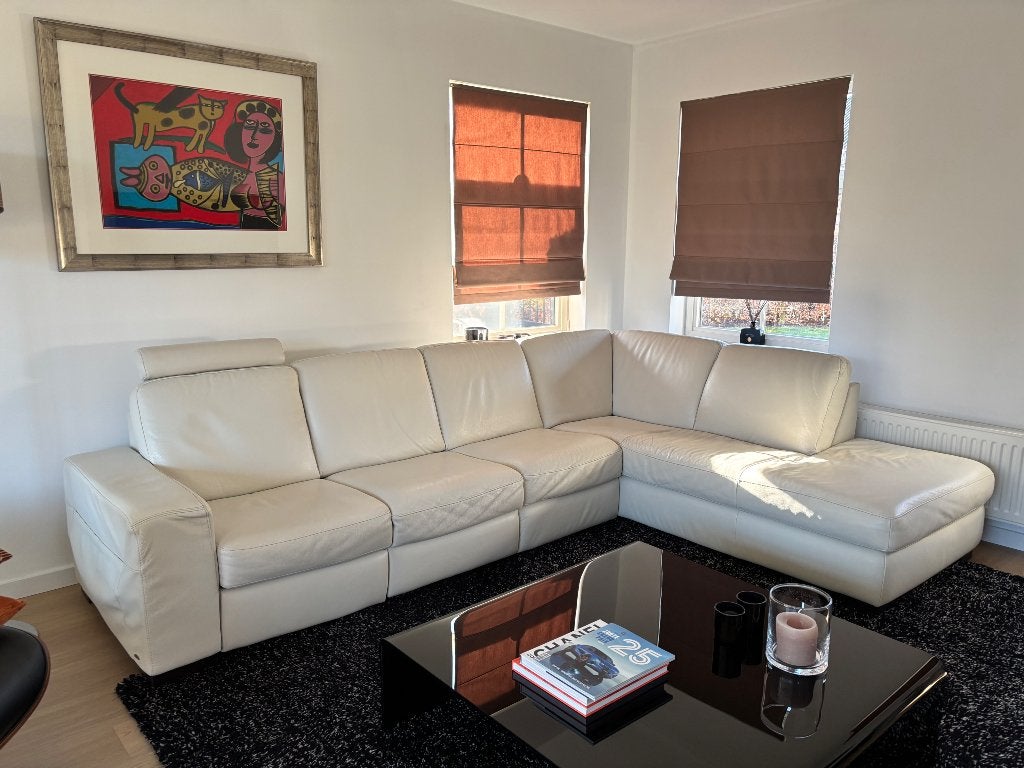 Salon en cuir blanc, Maison & Meubles, Canapés | Salons, Utilisé, Banc d'angle, Quatre personnes ou plus, 300 cm ou plus, 75 à 100 cm