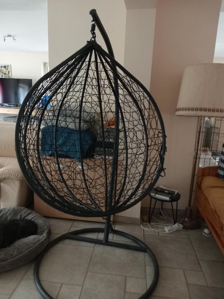 Chaise hamac - Chaise Egg - Chaise suspendue avec support, Gris, Enlèvement, Hangstoel - Egg chair, Une