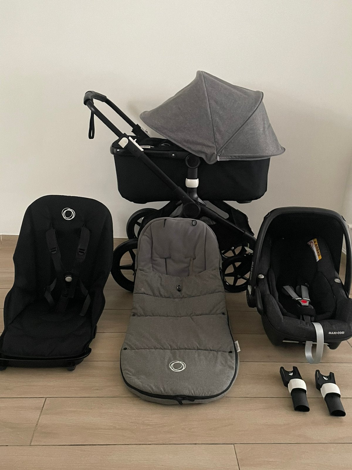 Bugaboo Fox 2 noir/gris mélangé 3-en-1 complète, Enfants & Bébés, Enlèvement ou Envoi, Babygeluk, Comme neuf, W