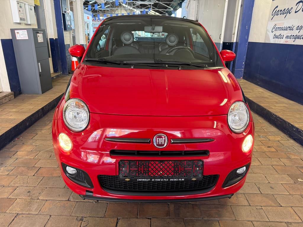 Fiat 500 Cabriolet 1.4 i sport  boite 6 2013 135.000 km, Auto's, Fiat, Zwart, 4 cilinders, Cabriolet, Leder en Stof