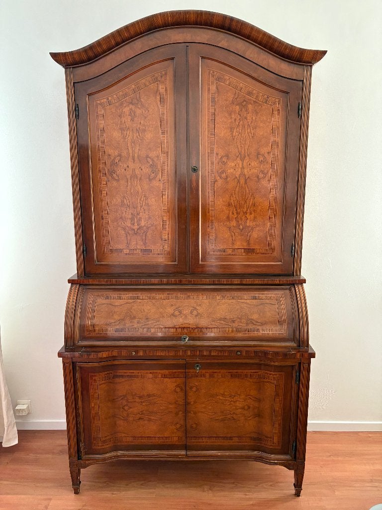 vitrine - placage de noyer - style XIXe siècle, 25 à 50 cm, 100 à 150 cm, Utilisé, 200 cm ou plus
