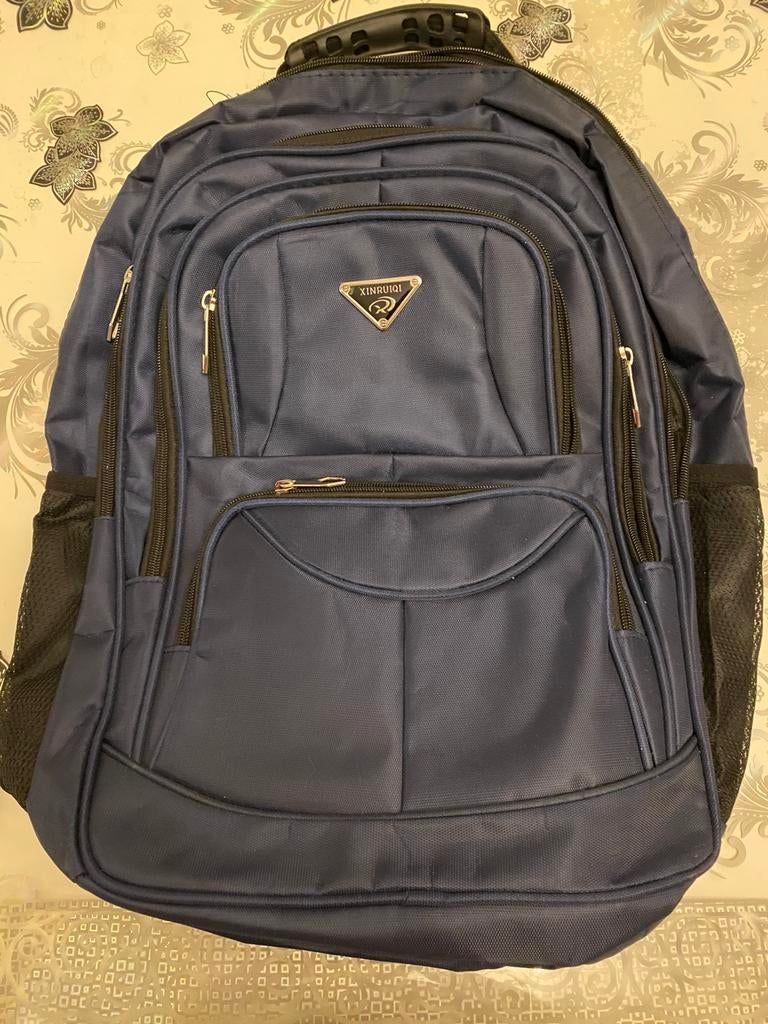 Blauwe laptop rugzak – veel vakken – stevige schooltas, Ophalen, Zo goed als nieuw, Overige merken, Waterdicht