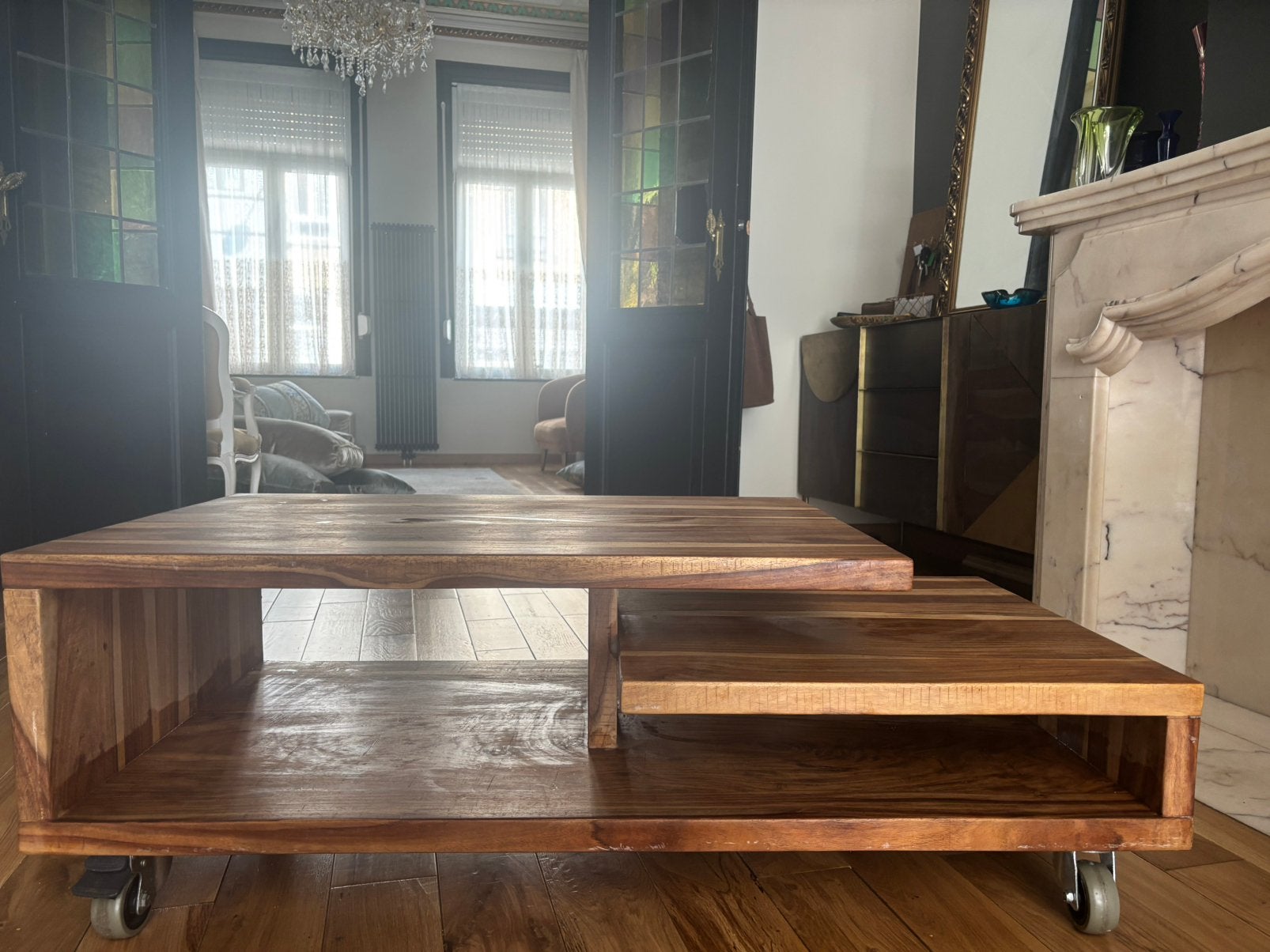Table basse en bois massif, Maison & Meubles, Enlèvement, Comme neuf