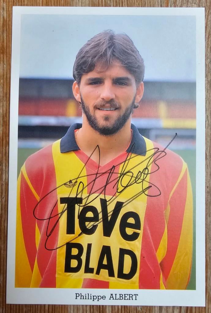 Carte de joueur Philippe Albert KV Malines 1989 signée à la, Envoi, Comme neuf, Cartes de joueur
