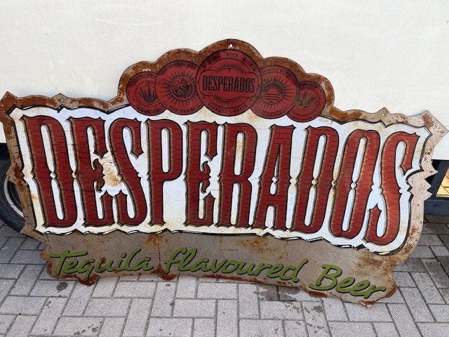 groot blikken deperados bier bord, Ophalen, Gebruikt
