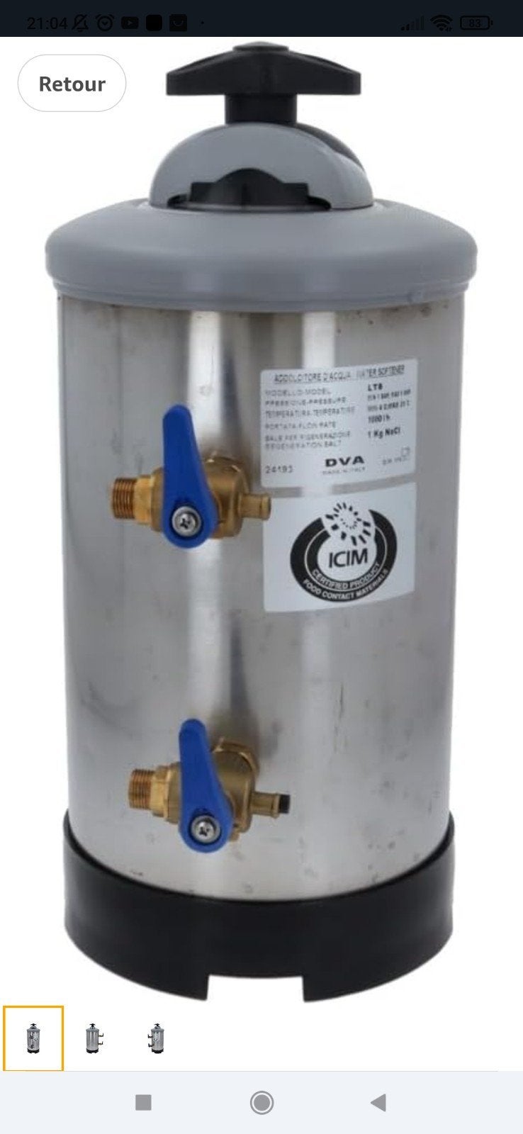 Adoucisseur d'eau DVA LT8, Electroménager