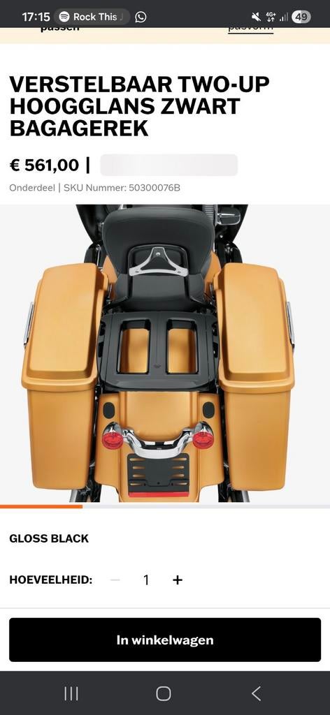 Harley Davidson Bagagedrager / Bagagerek, Motoren, Ophalen