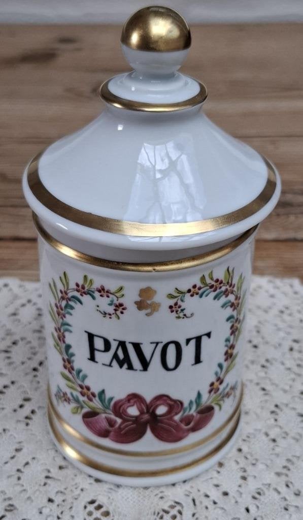 Oude sierlijke Franse apothekerspot PAVOT, Papaver, Antiek en Kunst, Ophalen of Verzenden