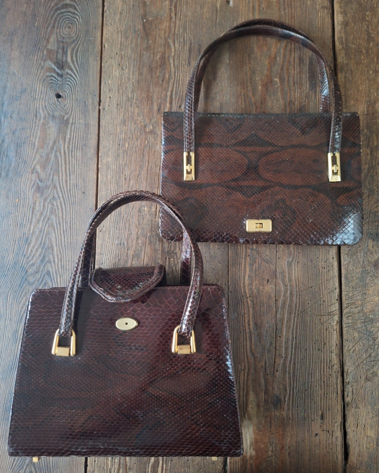 2 x handtas in croco, Ophalen of Verzenden