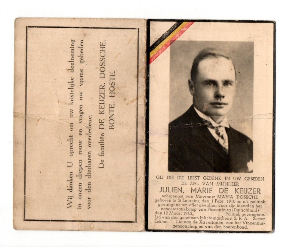 dp oorlogsslachtoffer Sint-Laureins + kamp Flossenburg 1945, Verzamelen, Ophalen of Verzenden, Overige soorten, Foto of Poster