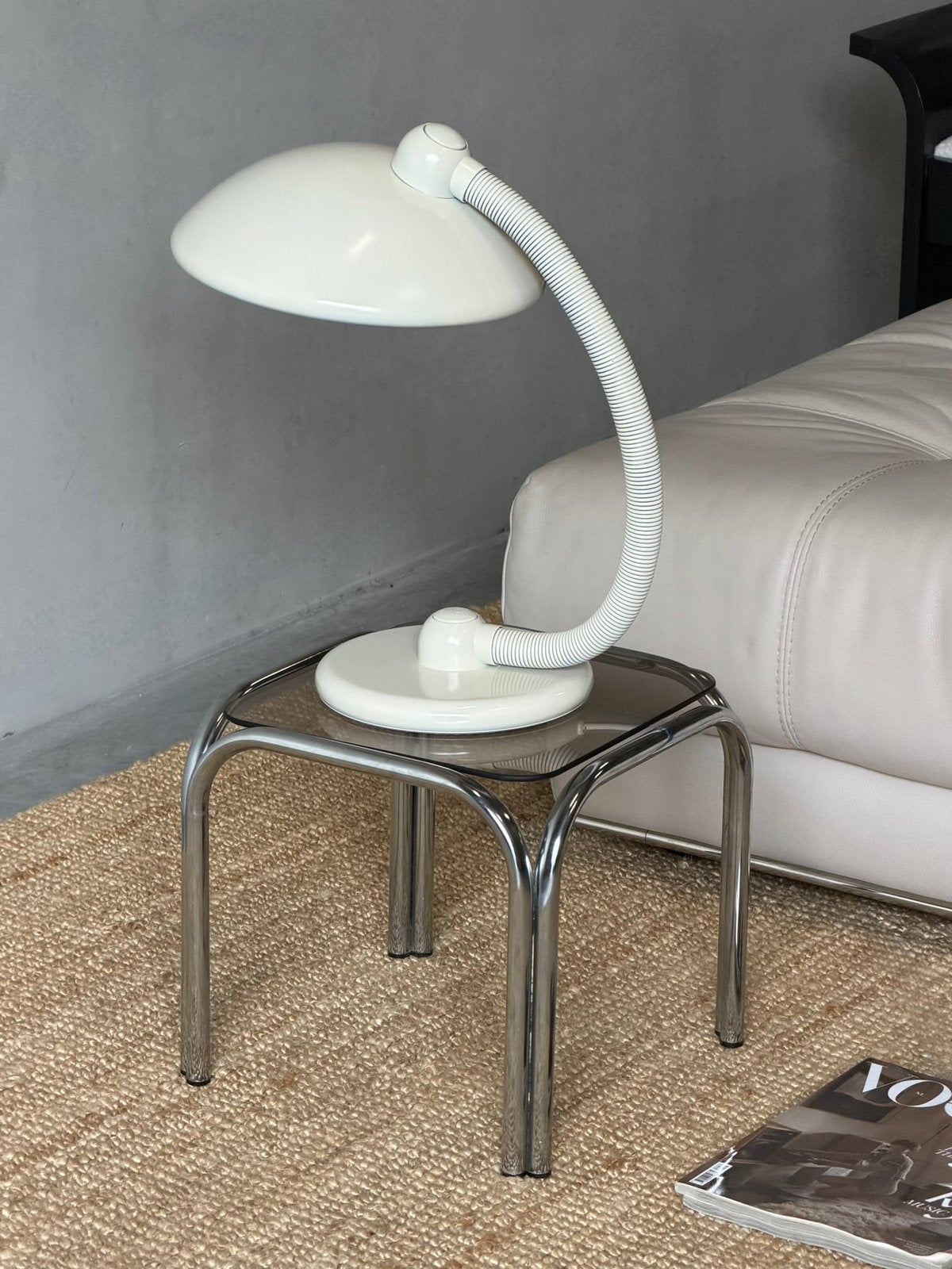 Vintage bauhaus chrome bijzettafel, Huis en Inrichting, Ophalen, Zo goed als nieuw, Glas