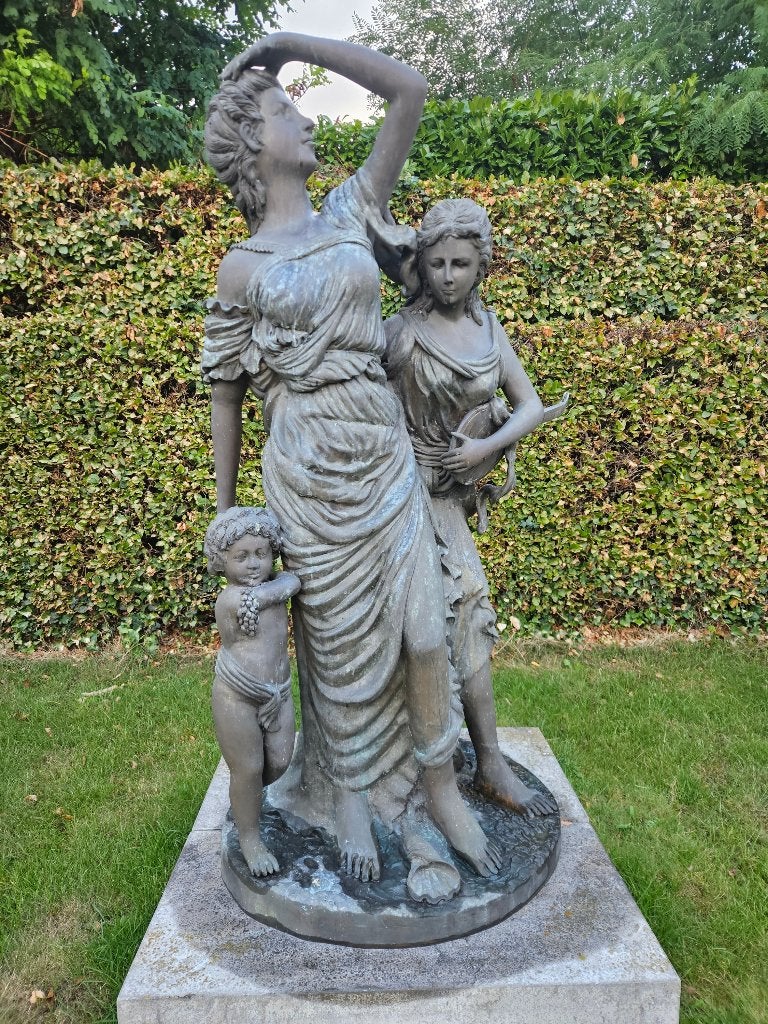 BRONZEN ZEER ZWAAR PRACHTIGE BRONZEN GROEP TOPBRONS KOOPJE!, Tuin en Terras, Tuinbeelden, Ophalen of Verzenden, Zo goed als nieuw